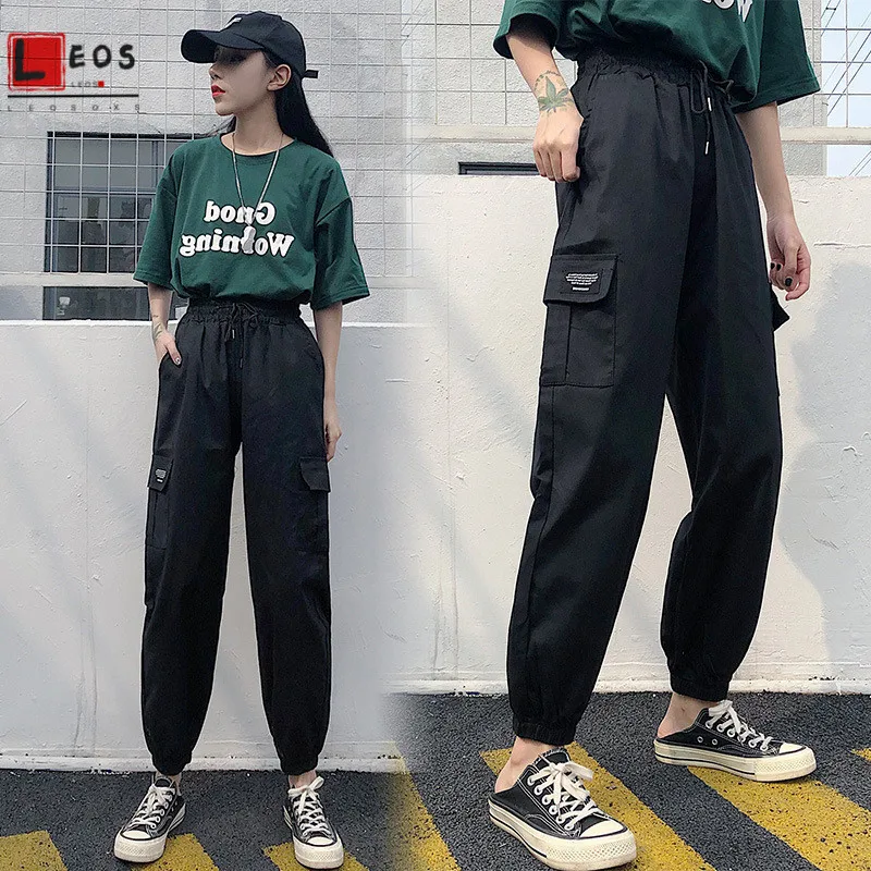 

Брюки-карго женские эластичные с высокой талией, в стиле Харадзюку