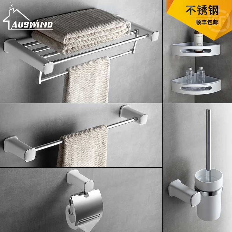 

Wall Mounted Modern Bathroom Hardware Set 304 Stainless Steel Bath Bathroom Accessories Set Painting Design Bathroom Decoration