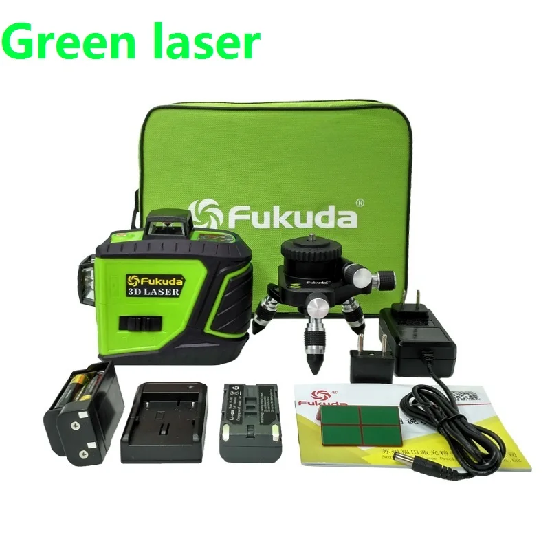 Green laser 1 Fukuda бренд 12 линий 3D MW-93T-3G лазерный уровень самонивелирующийся 360 горизонтальный и вертикальный крест супер мощный зеленый лазерный луч - Цвет: Green laser 1