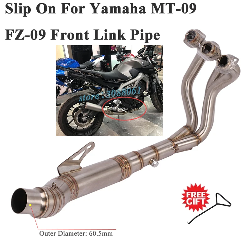 

Slip On For Yamaha MT-09 MT09 FZ-09 Motorcycle Exhaust Escape Modified Connection Front Middle Link Pipe 60mm Without Muffler