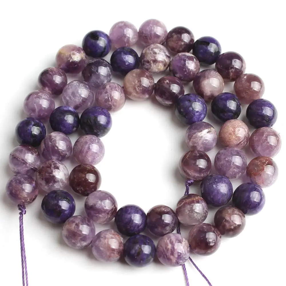 8mm 10mm Natural Genuine Charoite Beads Purple Loose Spacer Beads For DIY Jewelry Making Bracelet Necklace 15'' Strands