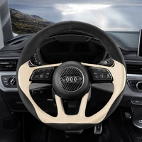 suitable for audi a4l a3 a5 a6l a7 q3 q5l q7 tt q5 hand stitched suede steering wheel cover leather grip cover