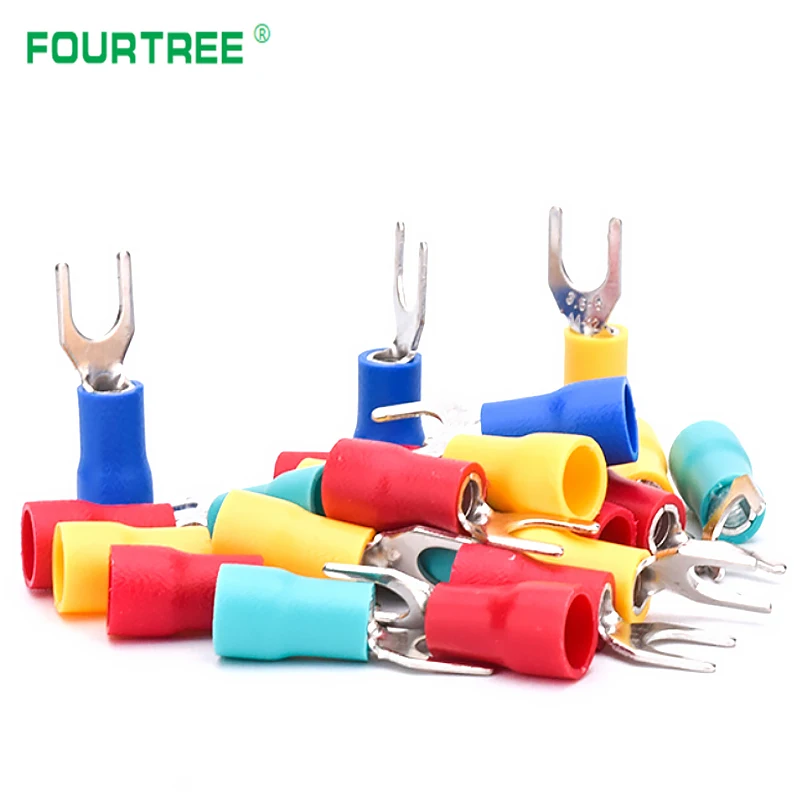 1000pcs SV Crimp Terminal Fork Spade Connector Kit Wire Copper Insulated Cord Pin End Cable Lug SV2-3/4/5/6 | Обустройство дома