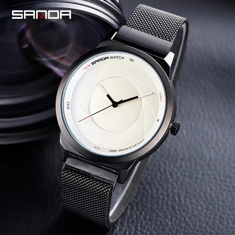 Часы Sanda Мужские кварцевые в стиле унисекс креативные с круглым отверстием