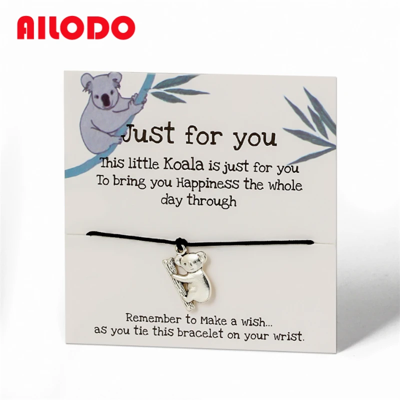 Ailodo Lucky Koala Elephant браслеты с птицами для женщин и мужчин цепочка веревка ручной