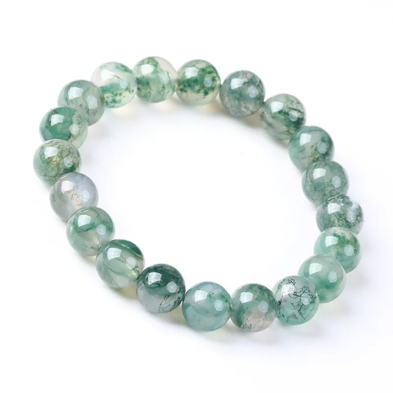 8mm 10mm Beads Natural Icy Species Moss Agates Bracelet Fashion Agates Chalcedony Bracelets Wholesale