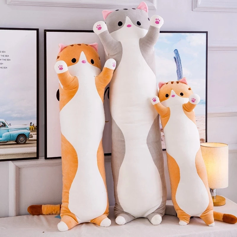 

50-110CM Cute Soft Long Cat Boyfriend Pillow Plush Toys Stuffed Pause Office Nap Sleep Pillow Cushion Gift Doll for Kids Girls