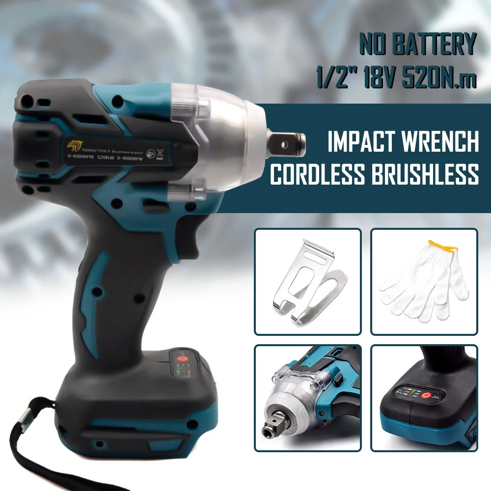 Электрический Аккумуляторный бесщеточный ударный гайковерт подходит для