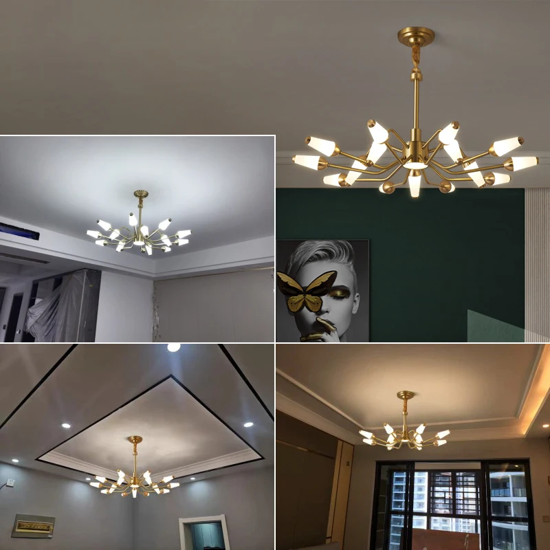 

Minimalist ceiling chandelier living room pendant lamp led bedroom white acrylic lampshade ceiling lamp dining brass chandelier