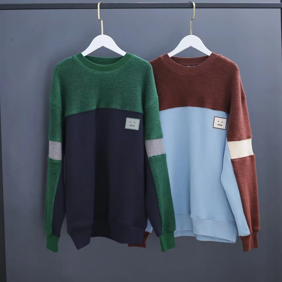 Свитшот унисекс из искусственной овечьей шерсти с длинным рукавом и круглым