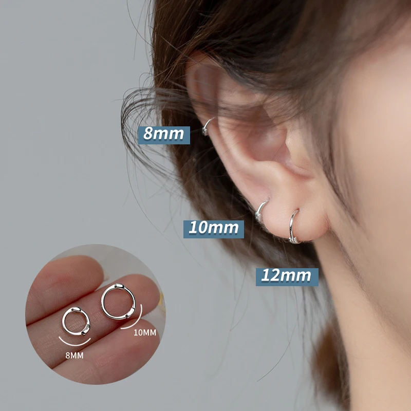 

KAMIRA 925 Sterling Silver Gothic Minimalism Ear Buckle Smooth Crystal Round Stud Earrings for Women Charms Huggie Party Jewelry