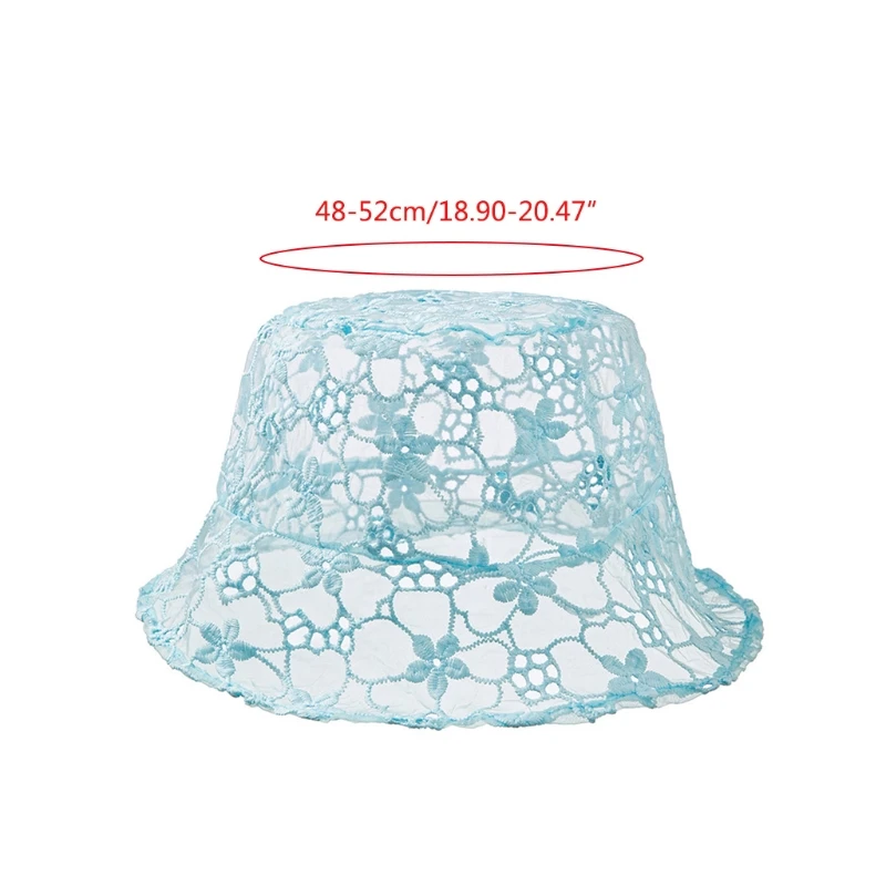 

Infant Baby Summer Transparent Mesh Lace Bucket Hat Sweet Floral Embroidered Wide Brim Flat Top Breathable Fisherman