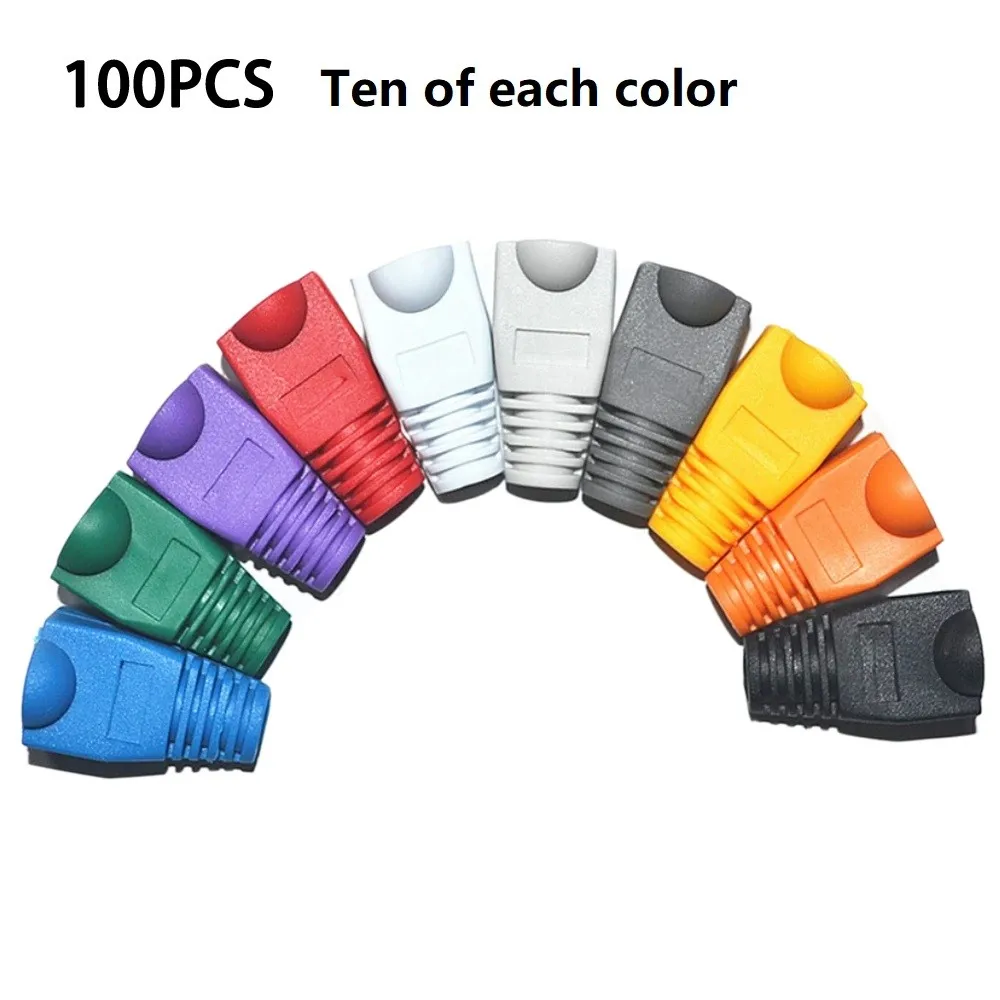 

100Pcs RJ-45 Mixed Colors Adapter Cap Network Cable Plugs Protective Sleeve Windshield Wind Shield Cover Thick Washable