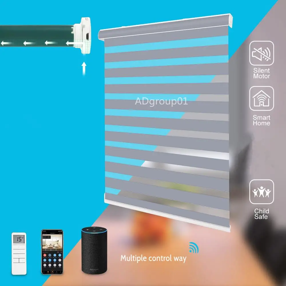 Умные шторы с электроприводом зебра совместимые Alexa Google Home|Жалюзи и ставни| |