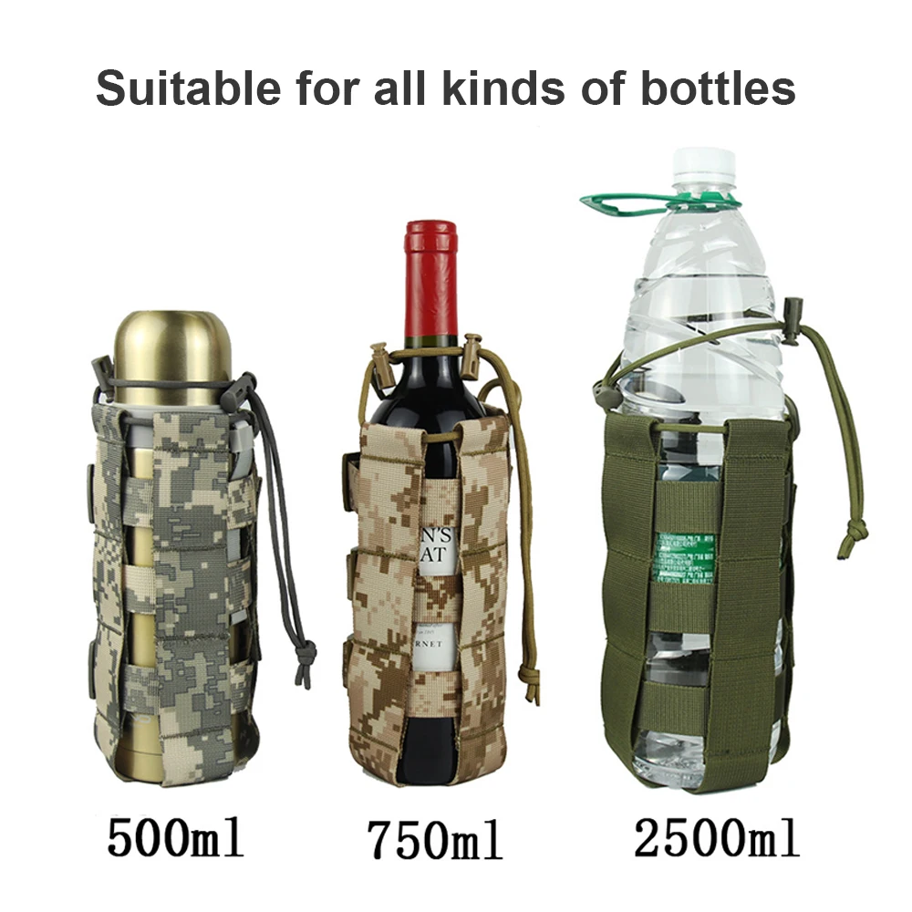 

Upgraded Tactical Molle Water Bottle Pouch Bag Military Outdoor Travel Hiking Drawstring Water Bottle Holder Kettle Carrier Bag