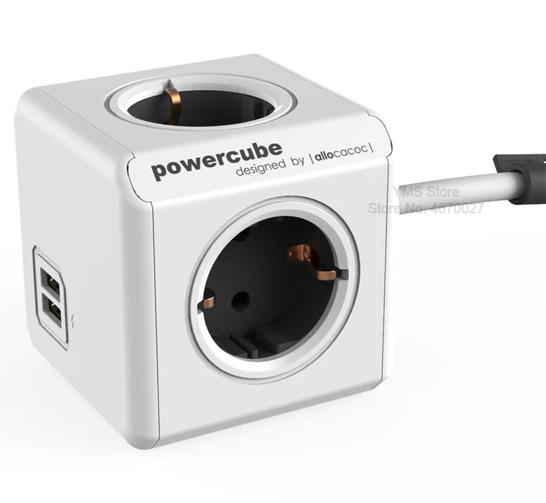 Allocacoc power cube Электрический провод-удлинитель 1,5 м 3 м 3600 Вт 2 usb порта 5 в 4 розетки ЕС силовая полоса Смарт мульти штепсельный адаптер