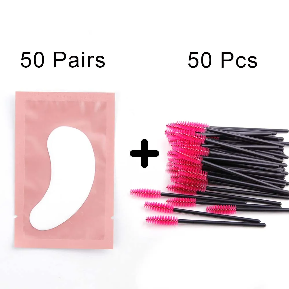 pink set5 100 шт накладки для наращивания ресниц бумажные накладки наклейки "ресницы" обертывание с 50 шт одноразовая щетка для ресниц наращивание ресниц инструменты - Цвет: pink set5