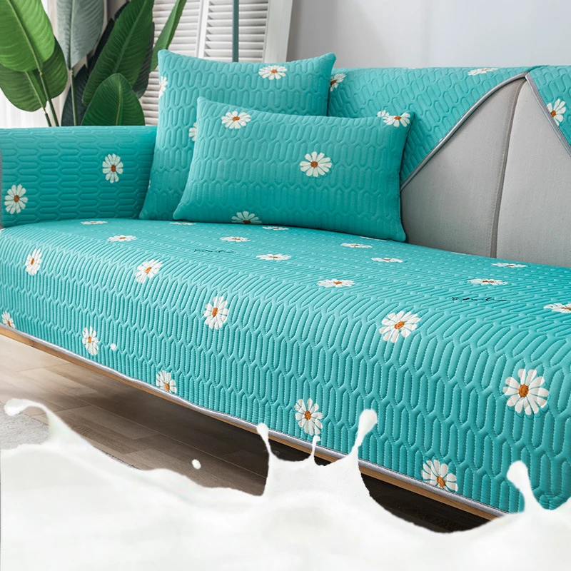 

Summer Latex Ice Silk Sofa Cover Slip Resistant Slipcover Seat European Couch Cover Sofa Towel for Living Room Decor