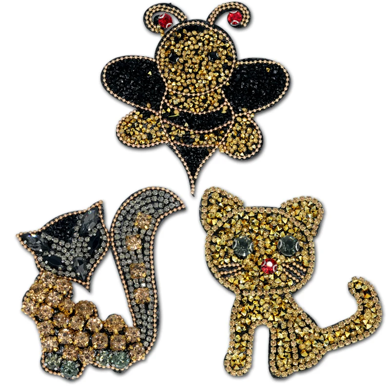 Стразы с золотыми бусинами и аппликацией в виде пчелы лисы кота для одежды | Дом