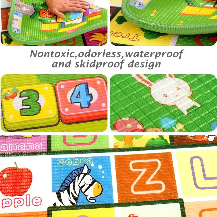 200*180 см детский коврик для ползания двухсторонний обучающий алфавит с животными