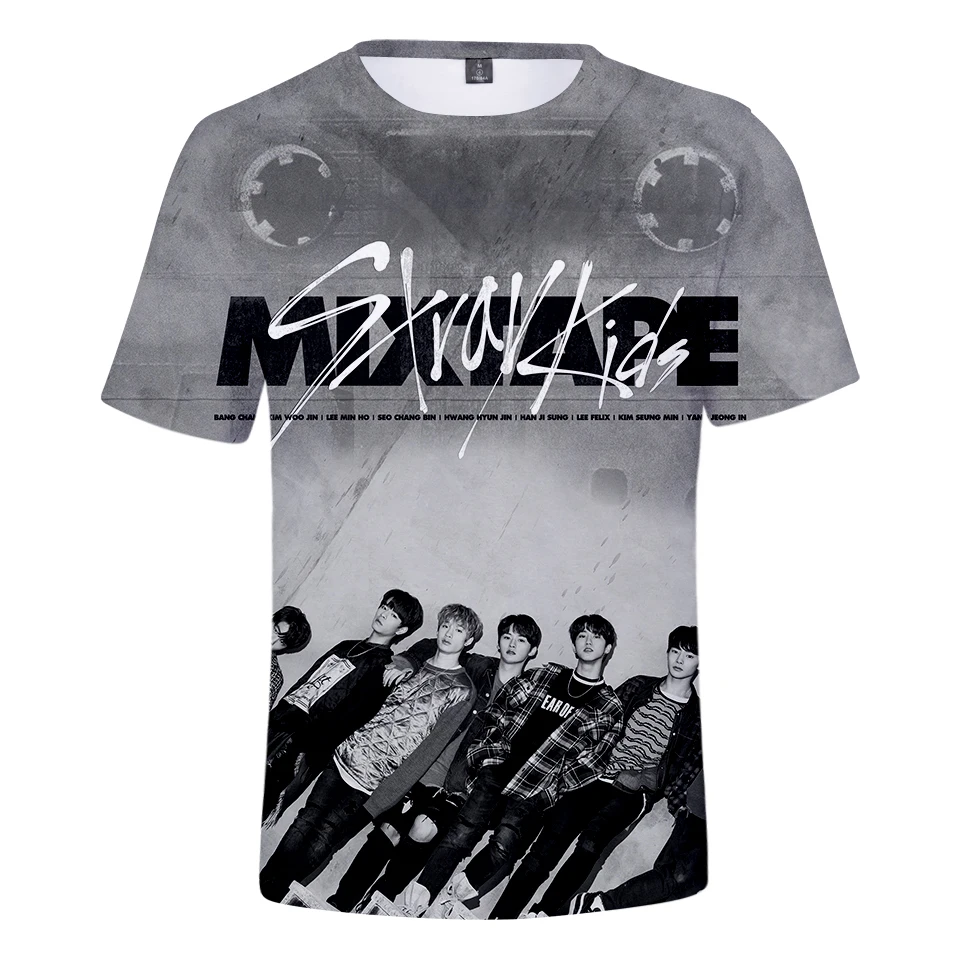 

KELUOXIN Kpop Stray Kids Fashion StrayKids New 3D T-shirt Style Hip Hop Casual Cartoon Pattern Short Sleeve Tshirt Summer