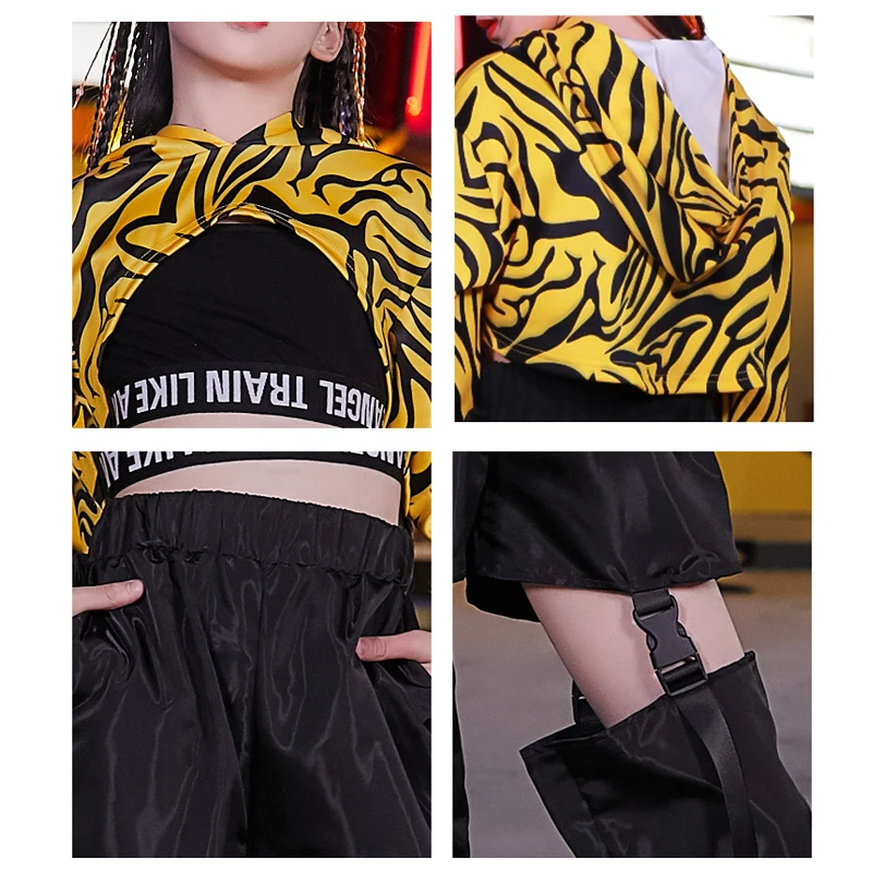 

Girls Jazz Long Sleeve Tops Pants Vest Child Street Dance Costumes Teenage Hip Hop Dance Stage Suit Kids Stage Wear DQL2678