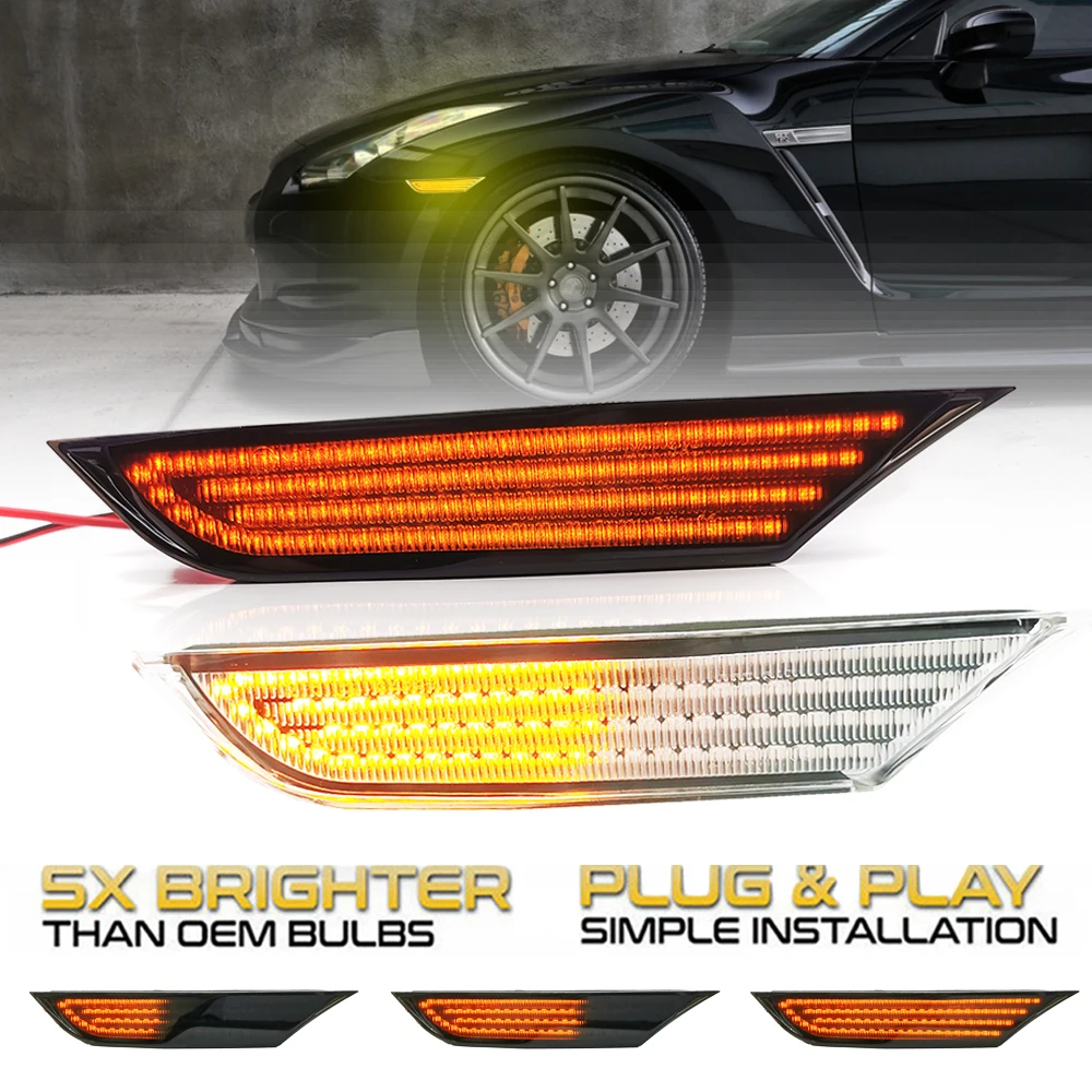 2Pcs LED luci di posizione laterali dinamiche freccia indicatori di direzione lampeggiatori per Nissan GTR R35 coupé 2007-2021 GT-R Nismo OEM: OEM