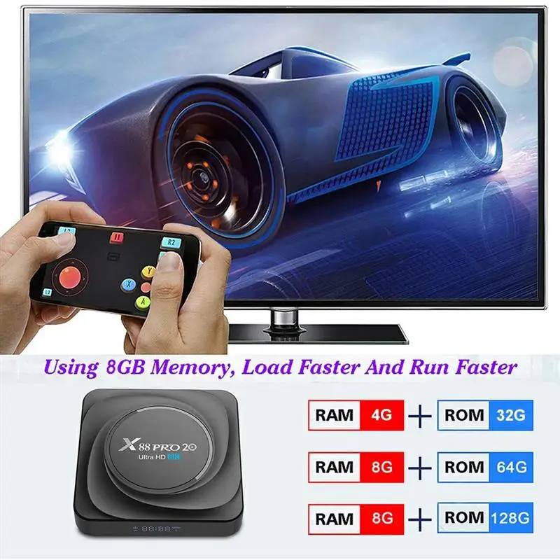 brand new x88 pro 20 tv box android 11 8gb ram 128gb rom rockchip rk3566 8k android 11 0 media player google youtube 1000m 4g32g free global shipping