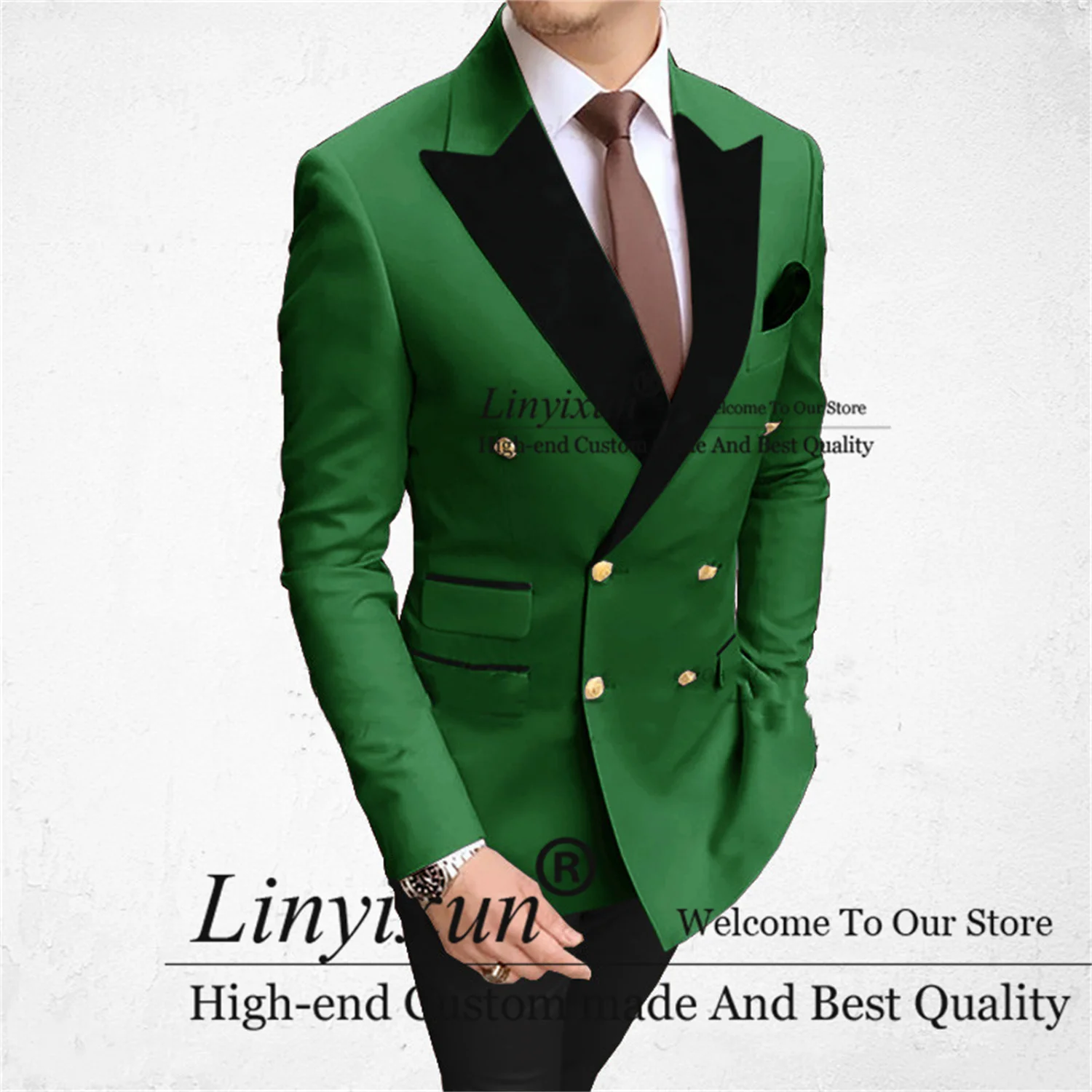 

Модные Зеленые мужские костюмы для свадьбы, двубортный смокинг для жениха, черный бархатный лацкан, мужской блейзер для выпускного вечера из 2 предметов