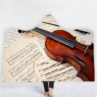 beddingoutlet fire and water hooded blanket 3d guitar sherpa fleece wearable blanket adults musical instrument throw blanket