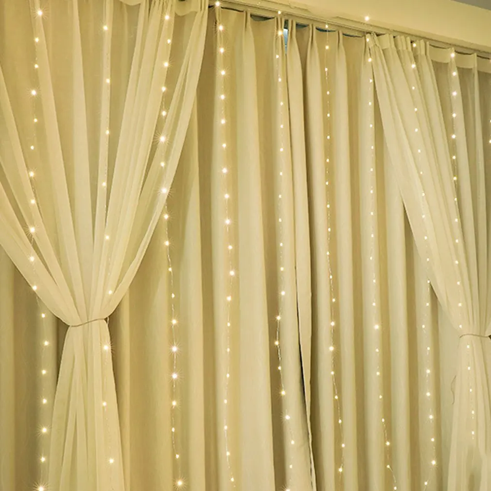 

200 Lights Single Function Usb Copper Wire Curtain Light Christmas Home Starry Decoration Led Light Warm White