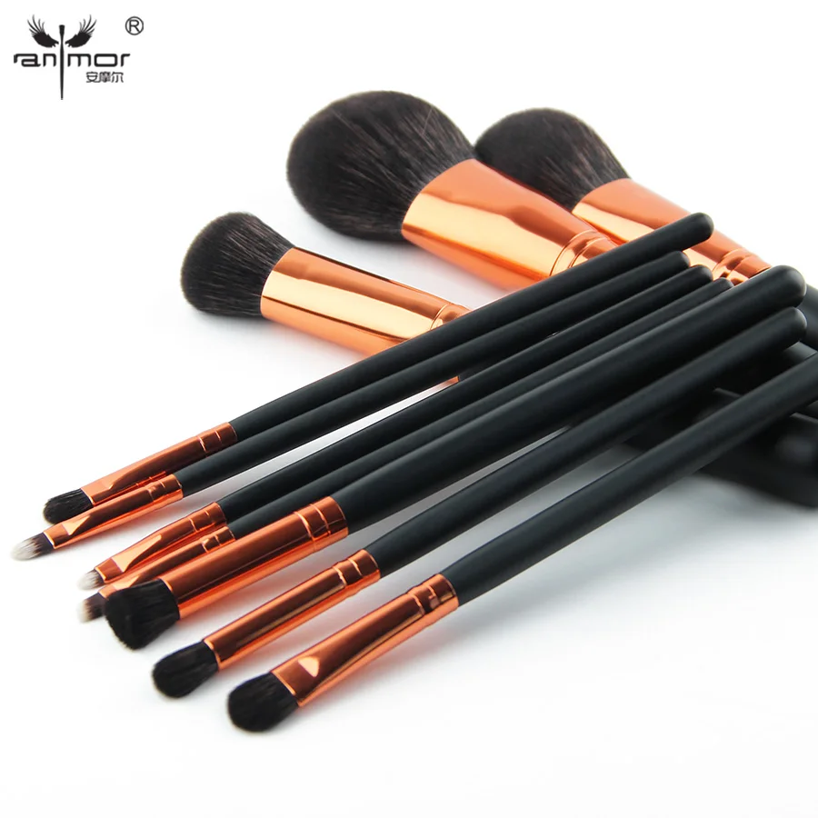 

Anmor 10PCS Professional Makeup Brushes Set Foundation Eyeshadow Blending Powder Make Up Brush Tools Kit With Dark Brown Bag