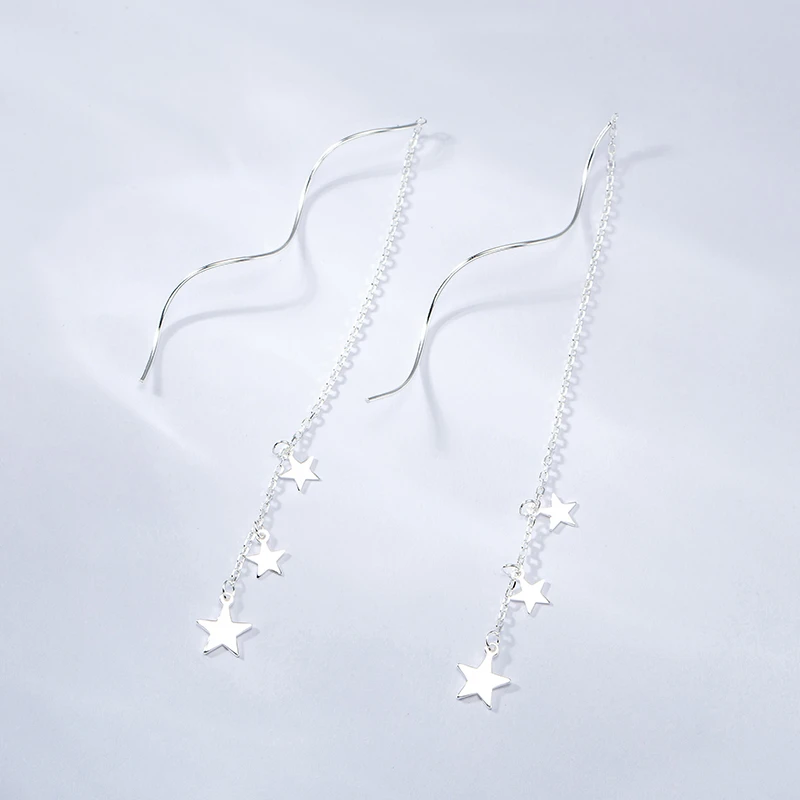 Серьги из чистого серебра 925 пробы, модные корейские серьги со звездами, подарок для девушек и друзей