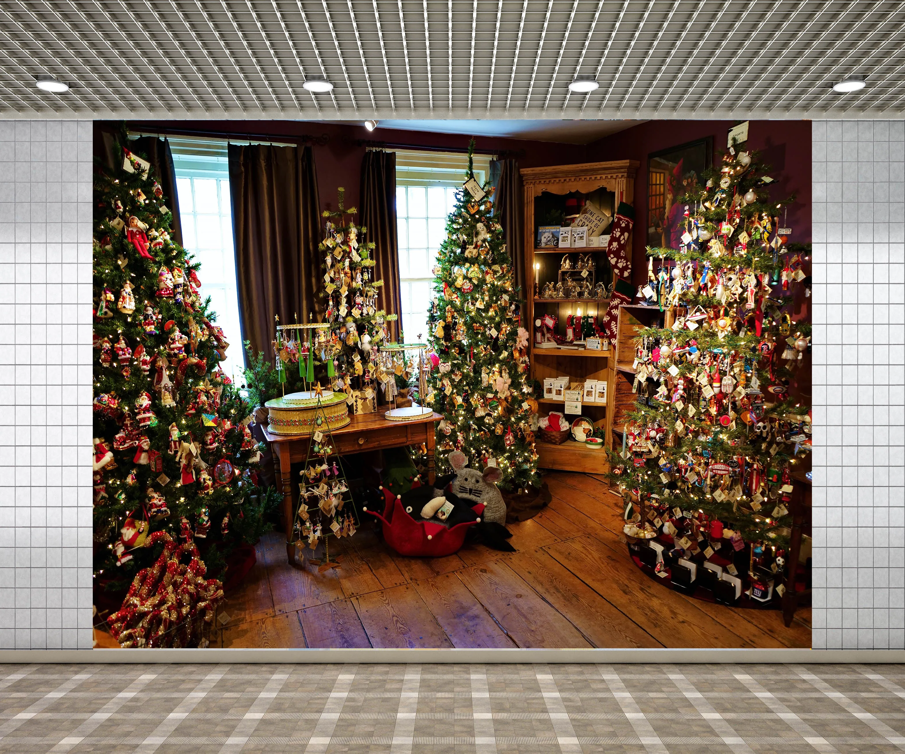 Фон для фотосъемки Lyavshi Рождественский магазин Дерево игрушка конфеты