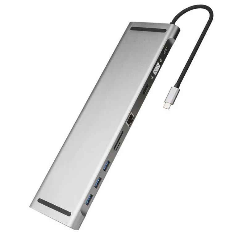 10 в 1 адаптер USB Type C к HDMI VGA конвертер usb хаб с SD/TF кардридер PD зарядка RJ45 для| |