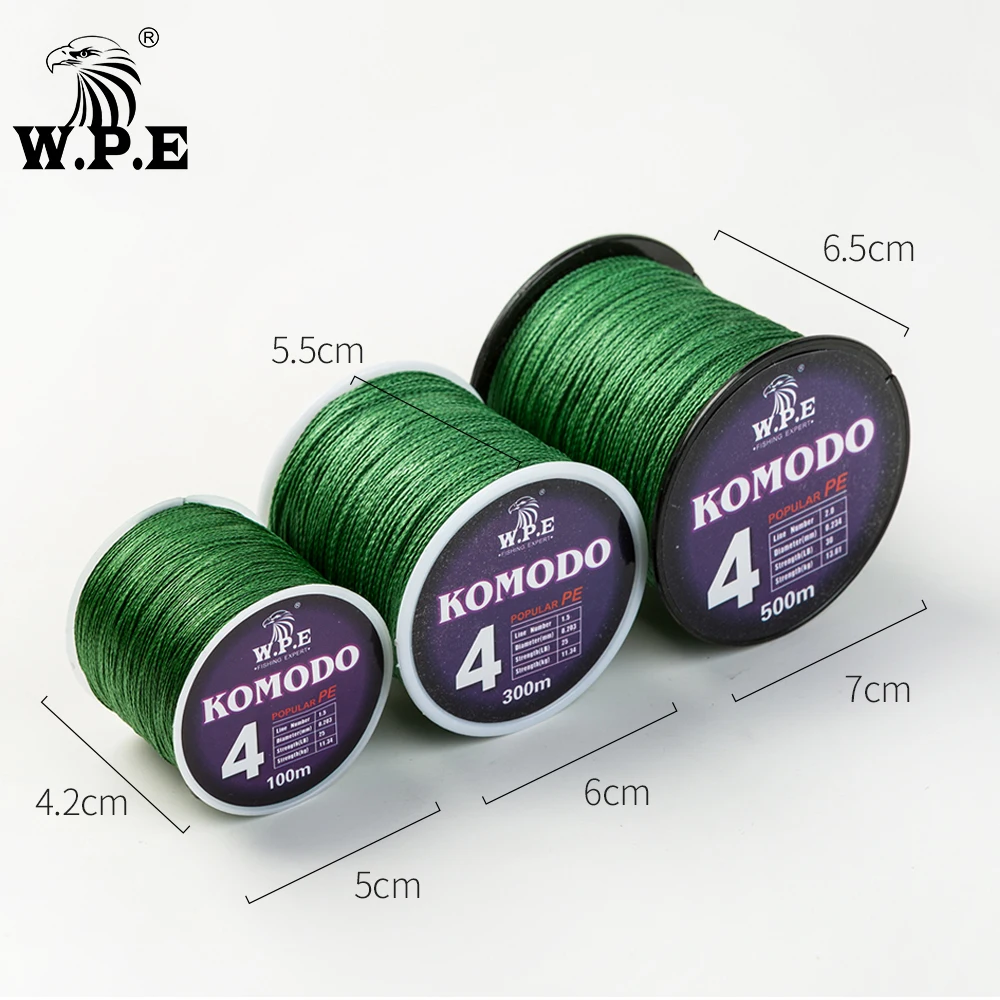 W.P.E KOMODO Фирменная плетеная рыболовная леска 300 м 0 6 # 4 жильная полиэтиленовая 3 63 27