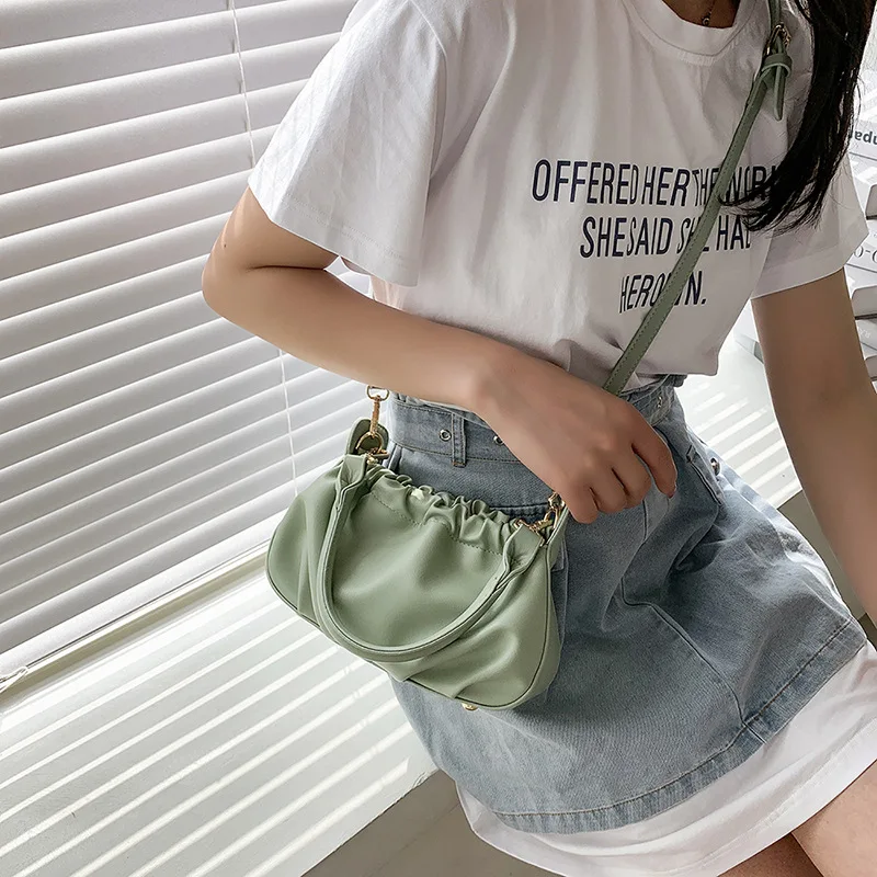 

Brand Designer PU Leather Women's Handbag Retro Simple Crossbody Bag Small Cloud Tote Handbag