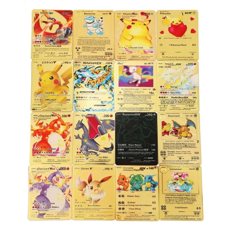 

Pokemon's new metal gold card 16 booster battle interactive trading game card collection