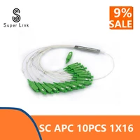 10 pcspack plc optical splitter sc apc 1x16 ftth fiber optic splitter fbt optical coupler singlemode simplex steel pipe