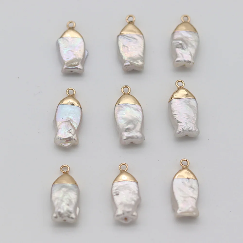 

5pcs Natural Freshwater Pearl Pendant Fish Shape Charm for Jewelry Making DIY Necklace Bracelet Earring Accessories 7x15-8x25mm