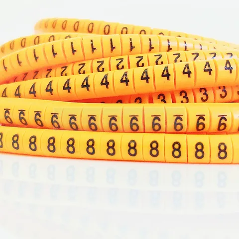 Желтый цвет Маркер для кабеля из ПВХ EC-0 EC-1 Маркер для кабеля Номер 0–9 Размер кабеля 1,5 кв.м. Маркеры для кабеля Маркер для изоляции проводов