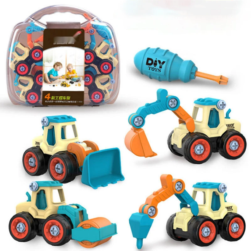 

DIY Construction Toy Engineering Truck Excavator Bulldozer Screw Build And Take Apart Car Model Educational Toys For Children