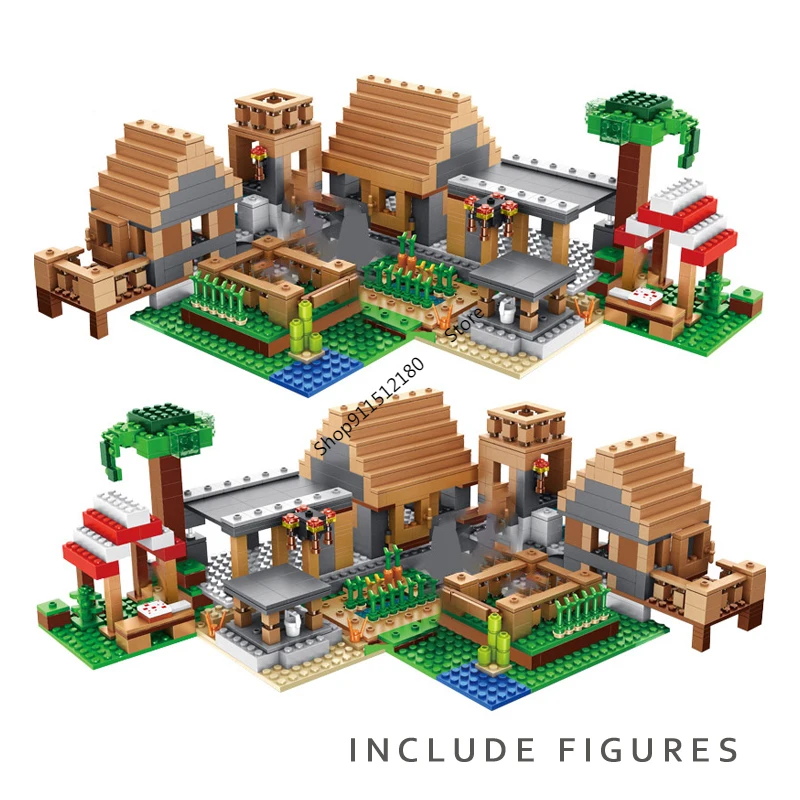 

My World The Farm Cottage Village House Building Blocks with Figures Compatible 21128 DIY Bricks Toys for Children