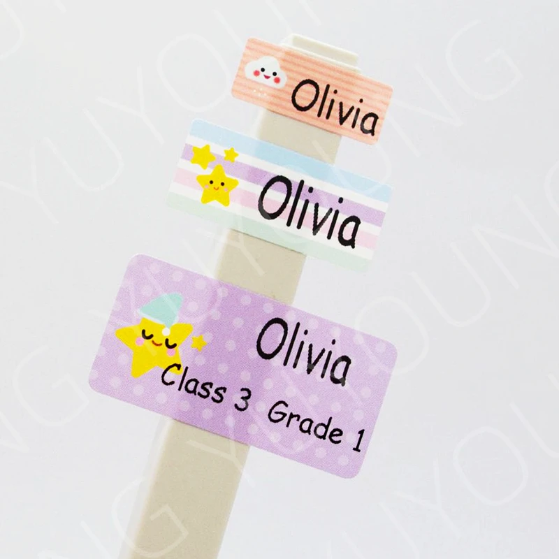 Наклейки с именем водостойкие смешанные размеры 90 шт. | Канцтовары для офиса и