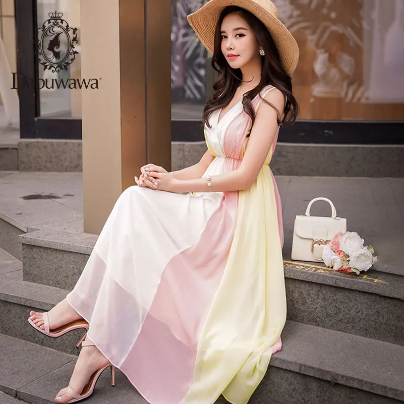 Женское платье макси без рукавов Dubuwawa летние вечерние платья длиной до щиколотки