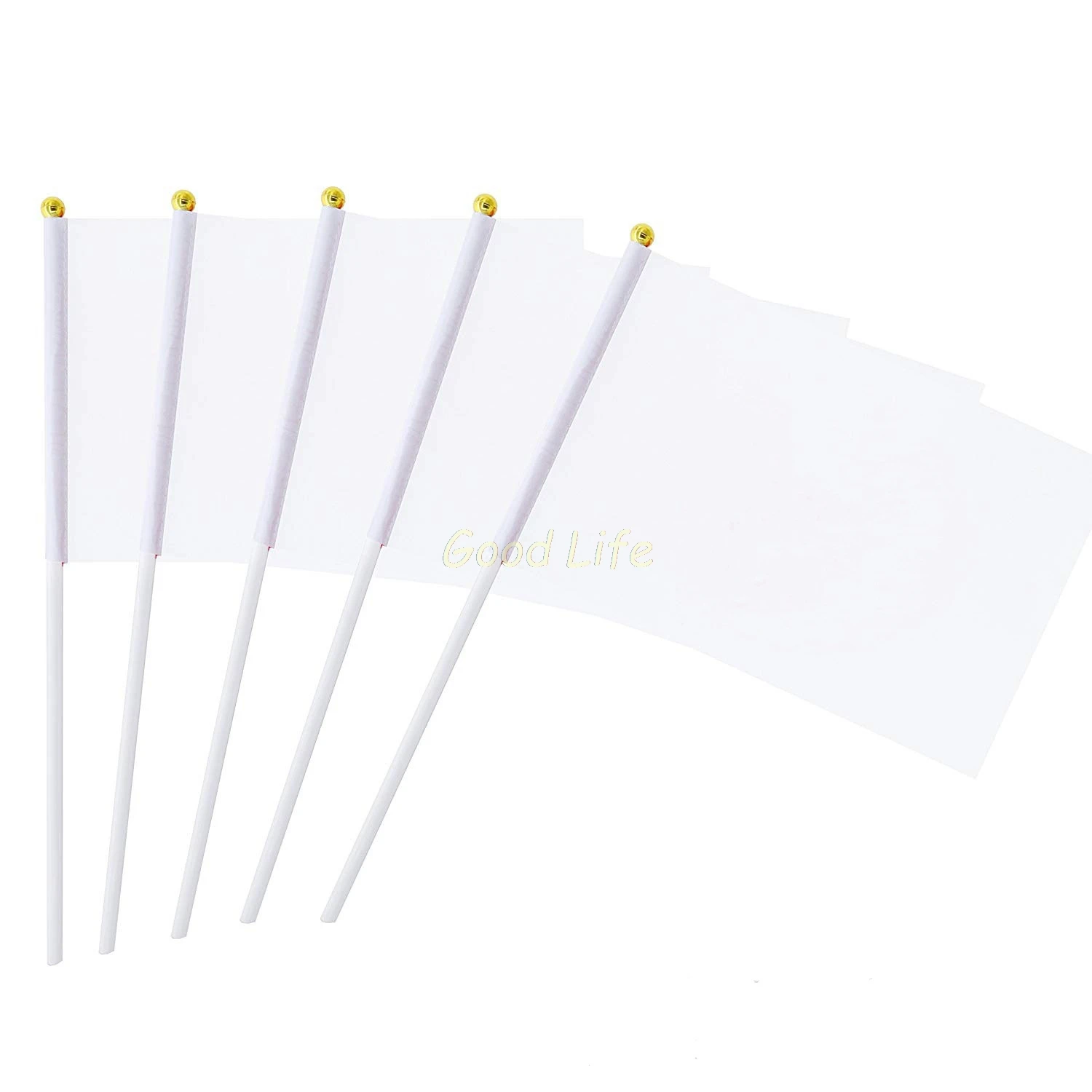 50 шт./лот 14x21см пустой белый ручной флаг маленький развевающийся баннер поли