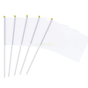 50 шт.лот 14x21см пустой белый ручной флаг, маленький развевающийся флаг, ручной баннер, поли перезаписываемый флаг