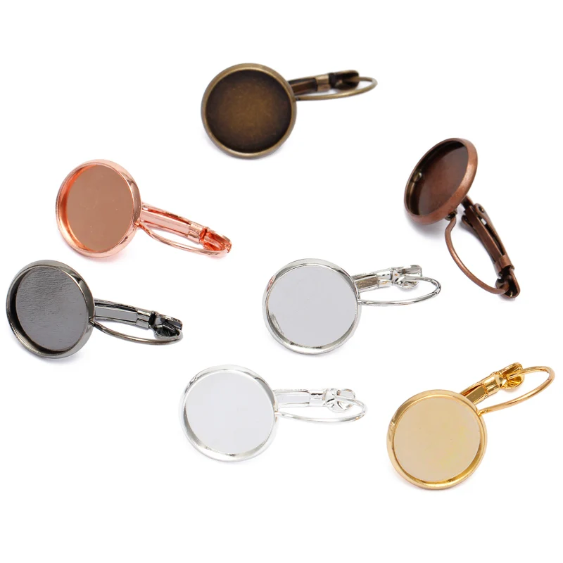

20pcs 8-25mm Earring Cabochon Settings French Lever Back Hoop Earrings with Cabochon Tray Blank Base for EarringJewelry Making