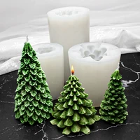 3d christmas tree wax candle silicone mold xmas gift dessert jelly ice cream baking molds handmade aroma resin clay crafts mould