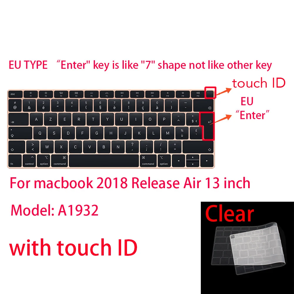 Для Apple Macbook pro13/11Air 13/15 Retina12 дюймов все серии Силиконовый чехол для клавиатуры прозрачная защитная пленка EU/US - Цвет: B